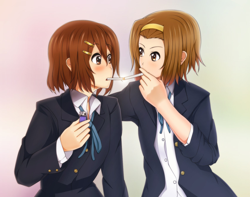 hirasawa yui and tainaka ritsu (k-on!) drawn by sasaken
