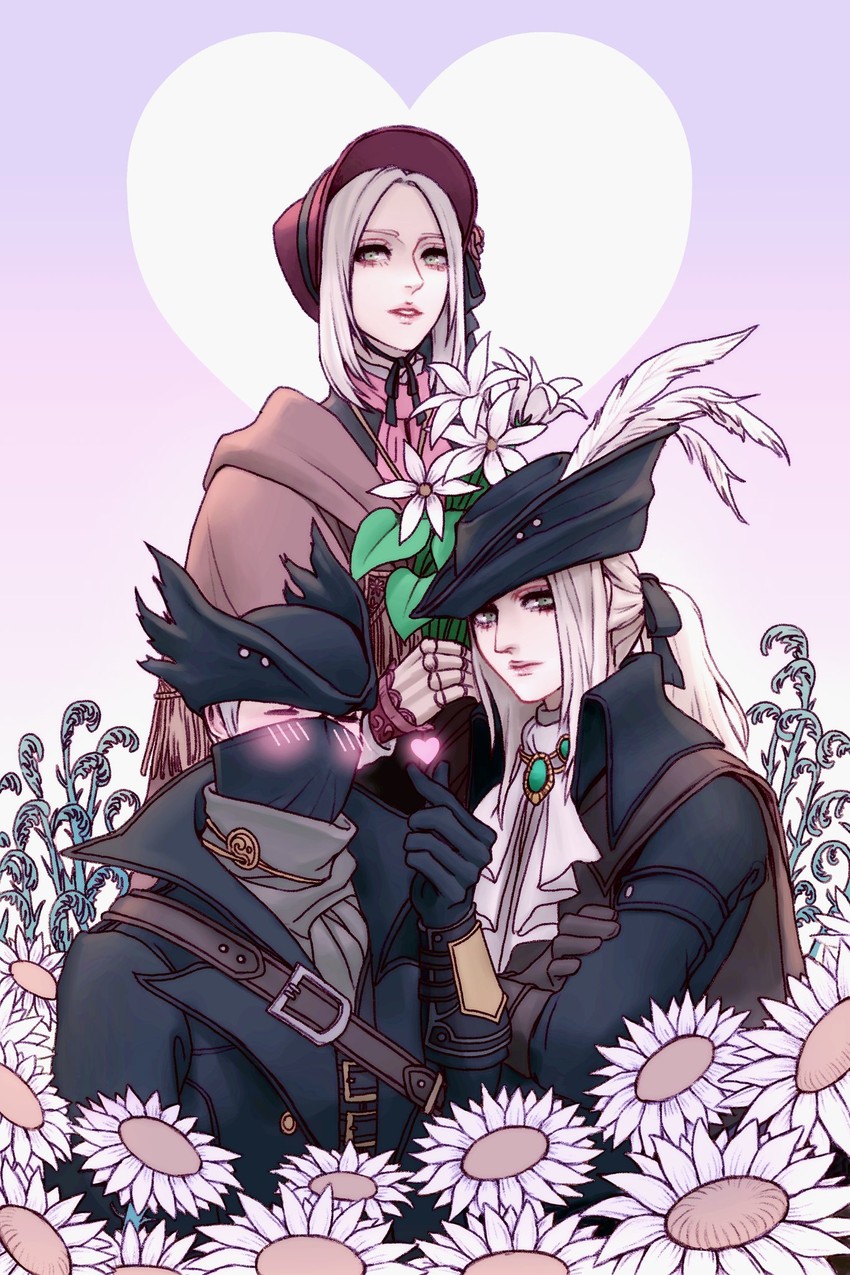 hunter, plain doll, and lady maria of the astral clocktower (bloodborne) drawn by asrikins