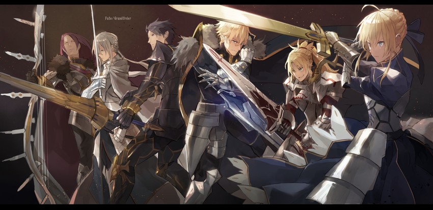 artoria pendragon, saber, mordred, gawain, lancelot, and 2 more (fate and 4 more) drawn by mono_(jdaj)