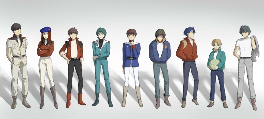 haro, amuro ray, kamille bidan, judau ashta, banagher links, and 5 more (gundam and 11 more) drawn by tori_(driftwood)