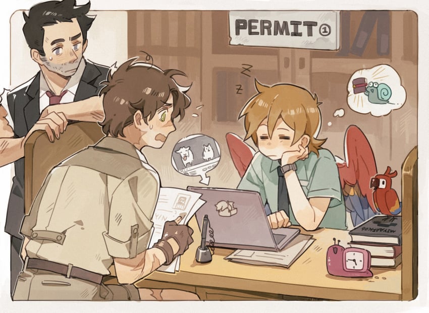 goodtimeswithscar, skizzleman, parrot, and grian (minecraft and 2 more) drawn by luminous_slime