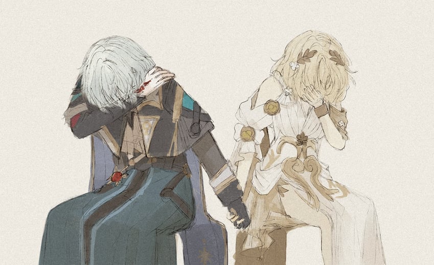 aglaea and anaxa (honkai and 1 more) drawn by xu_(i4i52ii9)