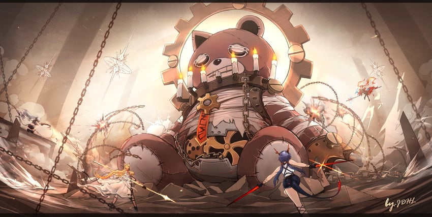 ch'en, angelina, schwarz, nearl, nearl the radiant knight, and 1 more (arknights) drawn by jdhlfire