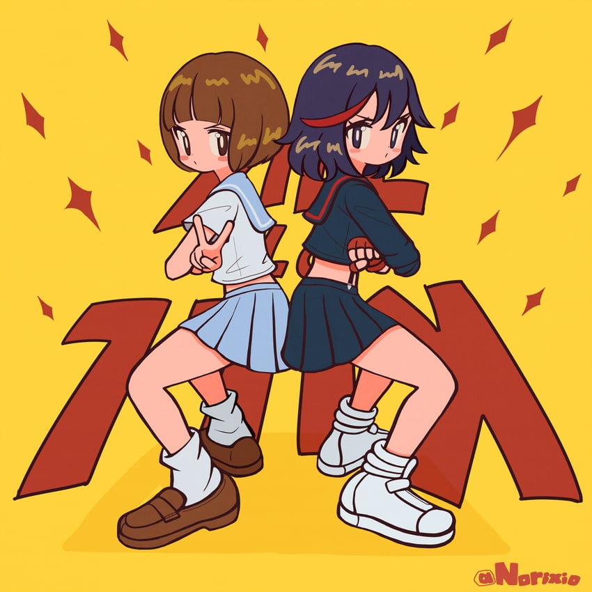 matoi ryuuko and mankanshoku mako (kill la kill) drawn by norixio