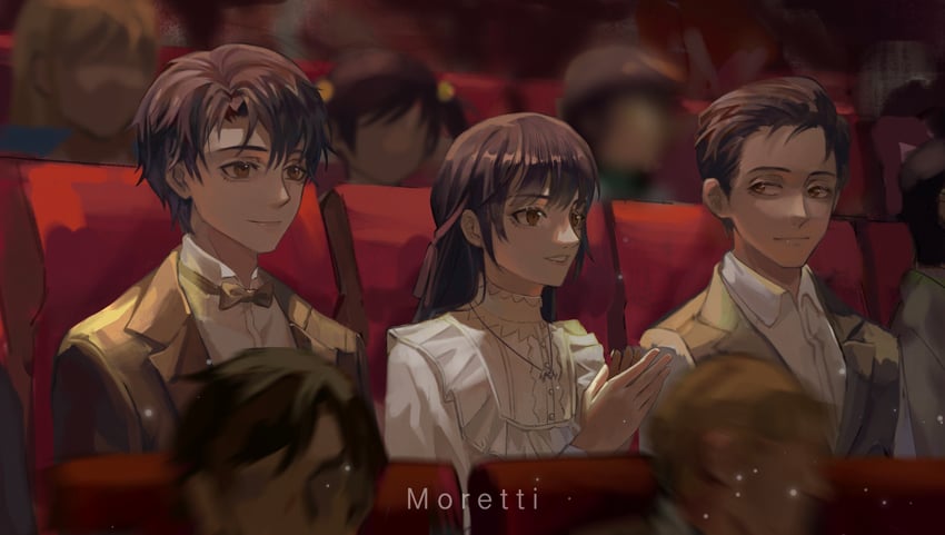 klein moretti, melissa moretti, and benson moretti (lord of the mysteries) drawn by maikelaien
