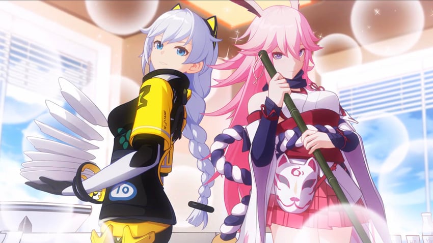 yae sakura and kallen kaslana (honkai and 1 more)