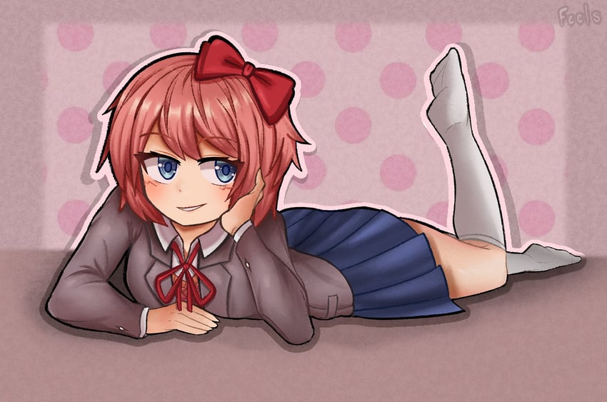 sayori (doki doki literature club) drawn by fill_feels