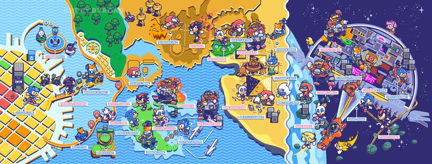 sonic the hedgehog, shadow the hedgehog, amy rose, rouge the bat, tails, and 15 more (sonic and 1 more) drawn by byronb