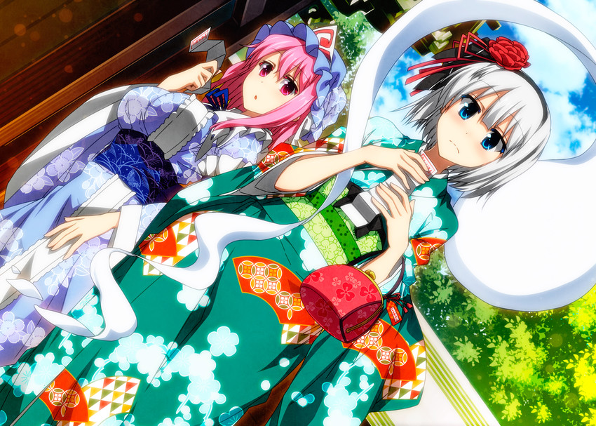 konpaku youmu and saigyouji yuyuko (touhou) drawn by sazanami_mio