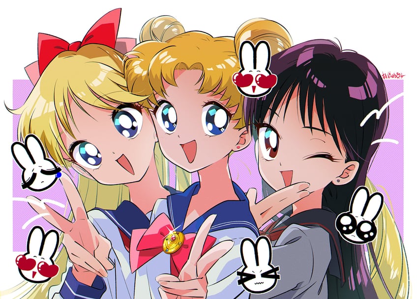 tsukino usagi, aino minako, and hino rei (bishoujo senshi sailor moon) drawn by apple-boy