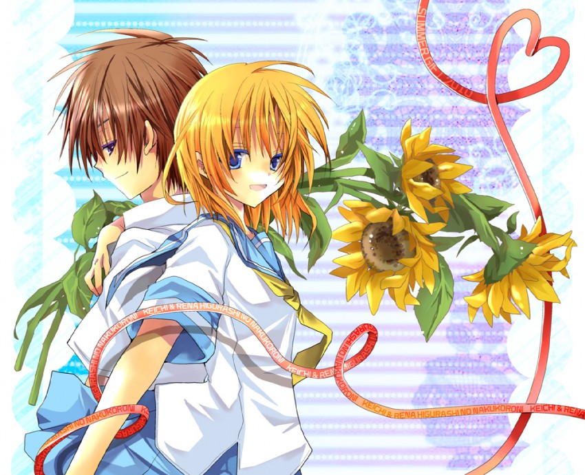 ryuuguu rena and maebara keiichi (higurashi no naku koro ni) drawn by hibiki_mio