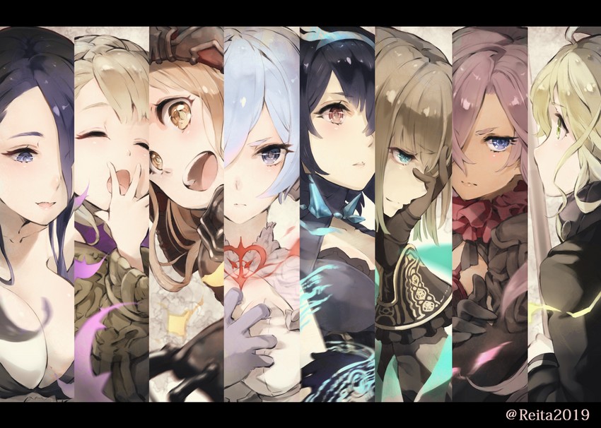 red riding hood, snow white, alice, gretel, briar rose, and 3 more (sinoalice) drawn by hoshizaki_reita