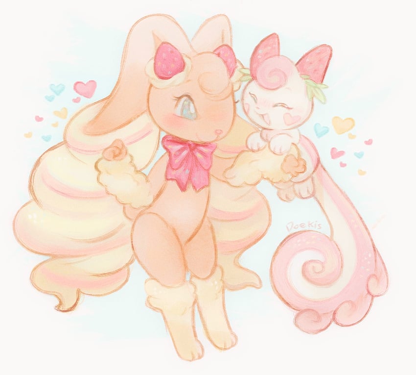 lopunny, pachirisu, alcremie, eclair, and rollie (original and 1 more) drawn by doekis