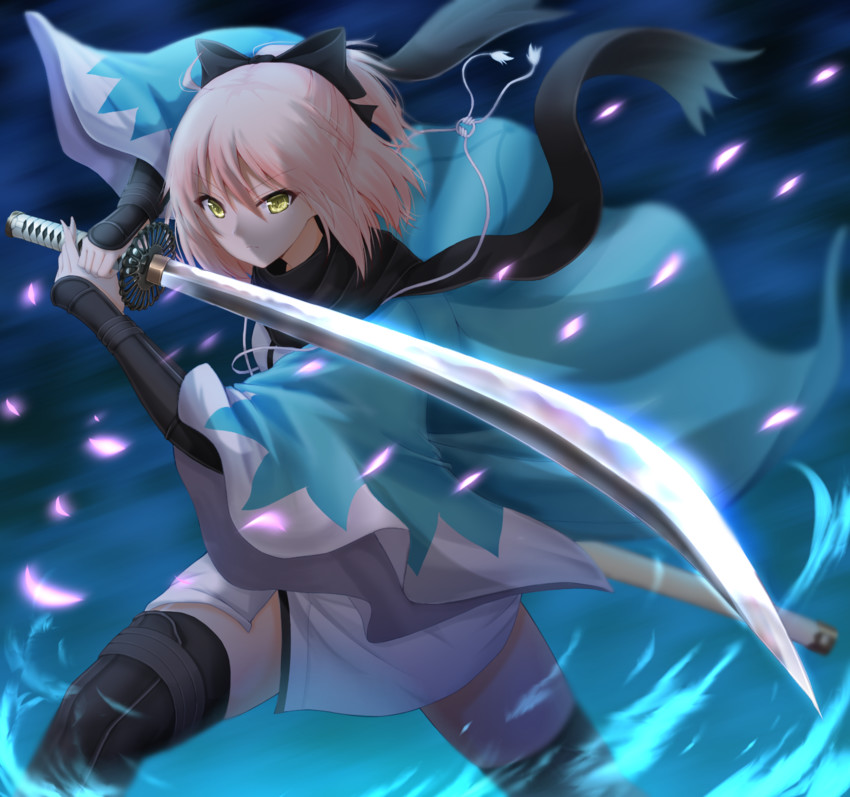 okita souji (fate and 1 more) drawn by denpa_(denpae29)