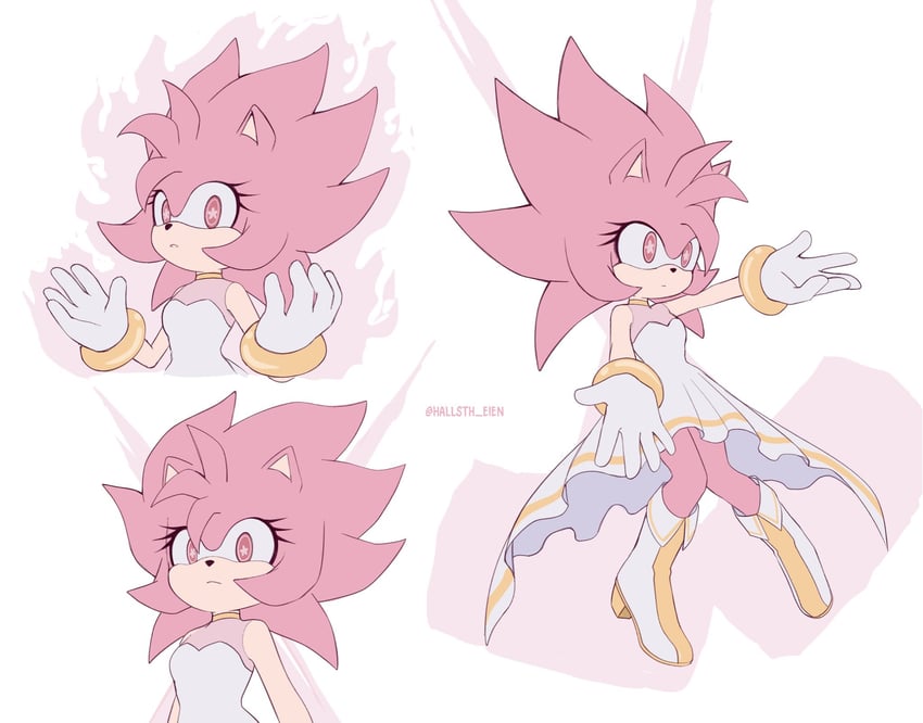 amy rose and super amy rose (sonic) drawn by hallsth-eien