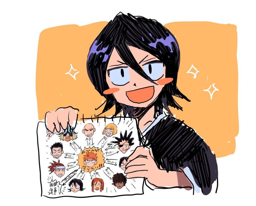 kuchiki rukia, inoue orihime, kurosaki ichigo, hirako shinji, abarai renji, and 6 more (bleach) drawn by docoe_dot