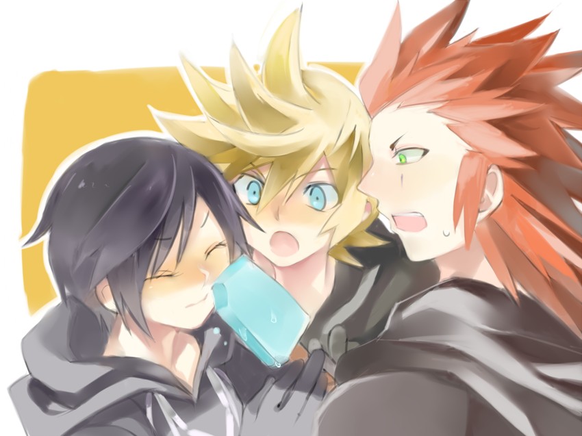 roxas, xion, and axel (kingdom hearts and 1 more) drawn by umidesuyo