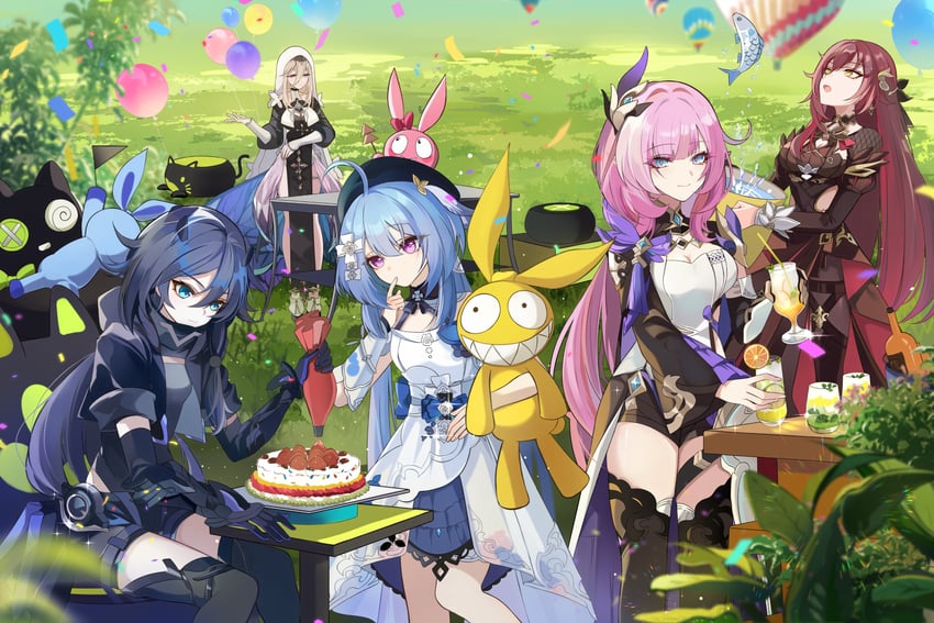 elysia, fu hua, homu, aponia, griseo, and 2 more (honkai and 1 more) drawn by ahk_dh