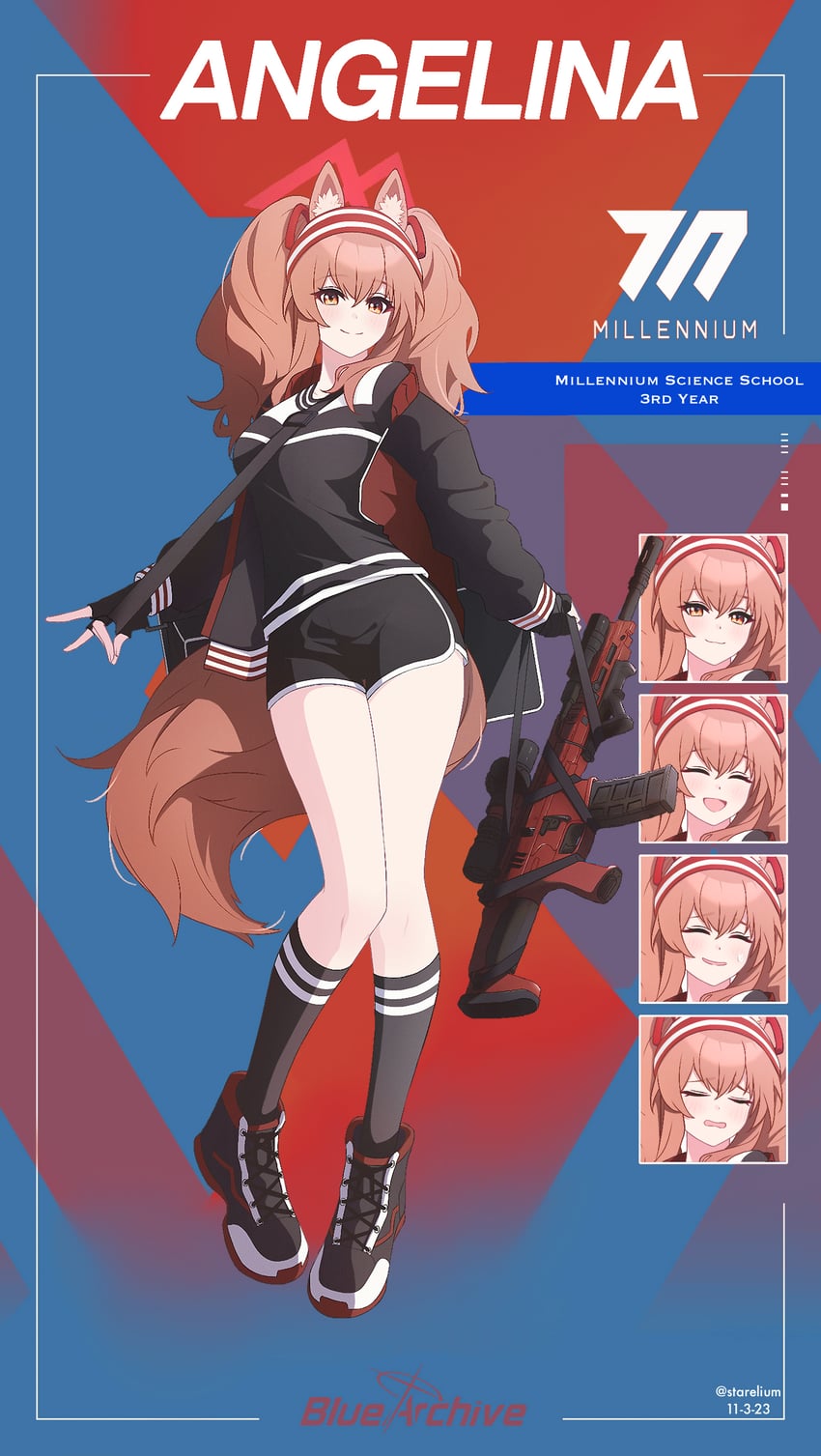 angelina (blue archive and 1 more) drawn by starelium