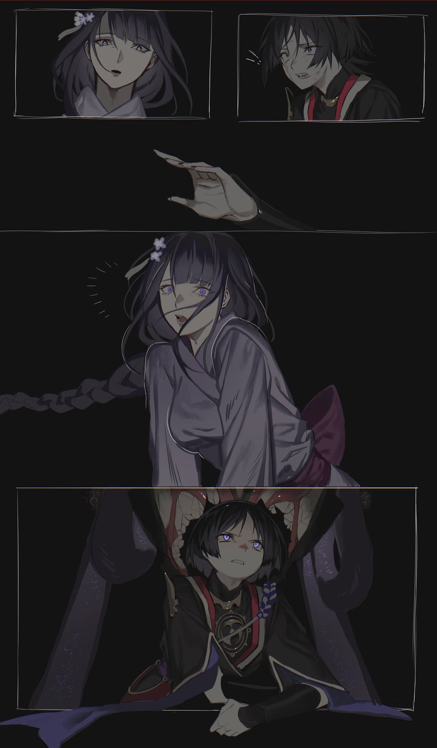 raiden shogun and scaramouche (genshin impact) drawn by gadblo_(hateful)