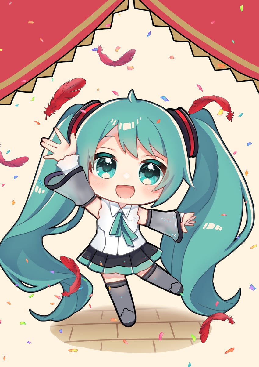 hatsune miku (vocaloid and 1 more) drawn by akikan_sabako