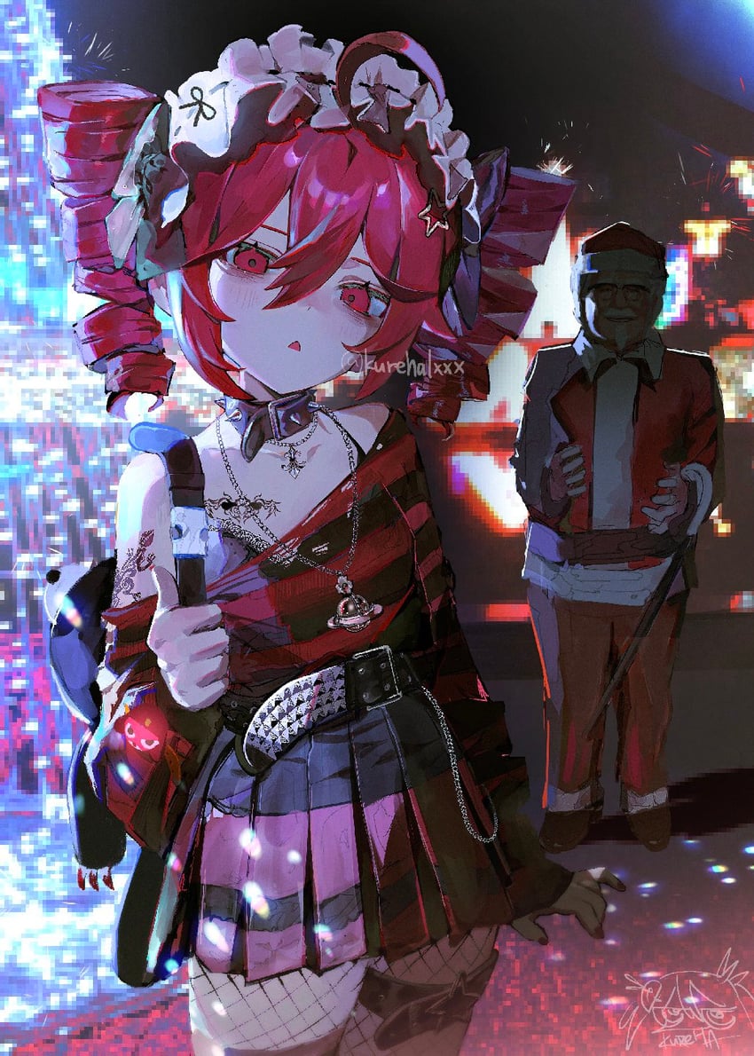 kasane teto and colonel sanders (utau and 2 more) drawn by kurehalxxx