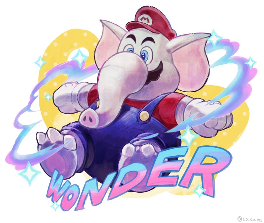 mario and elephant mario (mario and 1 more) drawn by co_co_mg