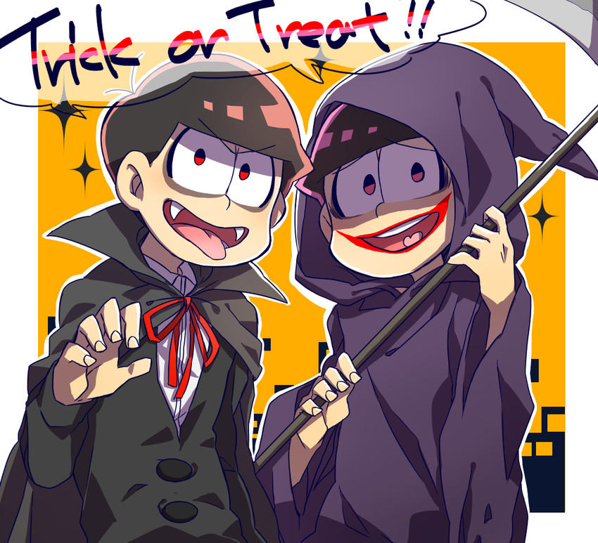 matsuno osomatsu, matsuno todomatsu, death, and grim reaper (osomatsu and 1 more) drawn by en_(naguen)