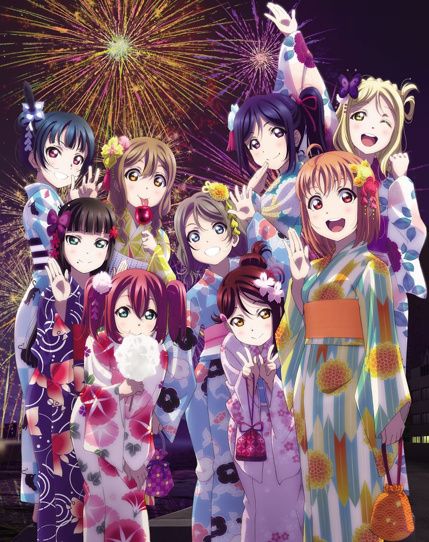 watanabe you, tsushima yoshiko, sakurauchi riko, takami chika, matsuura kanan, and 4 more (love live! and 1 more)