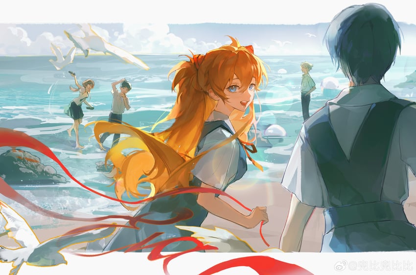 souryuu asuka langley, ayanami rei, ikari shinji, and nagisa kaworu (neon genesis evangelion) drawn by yuanyi163