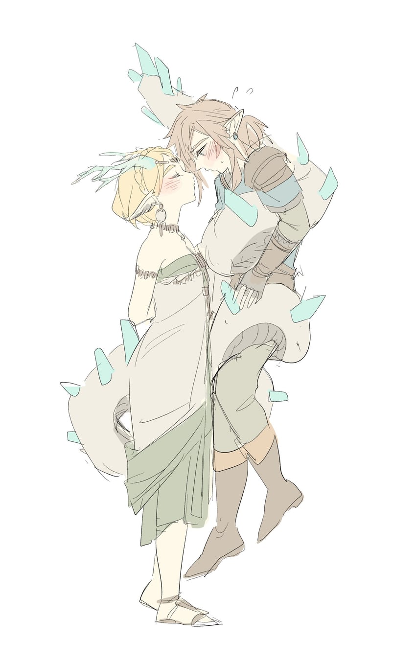 link and princess zelda (the legend of zelda and 1 more) drawn by duoj_ji