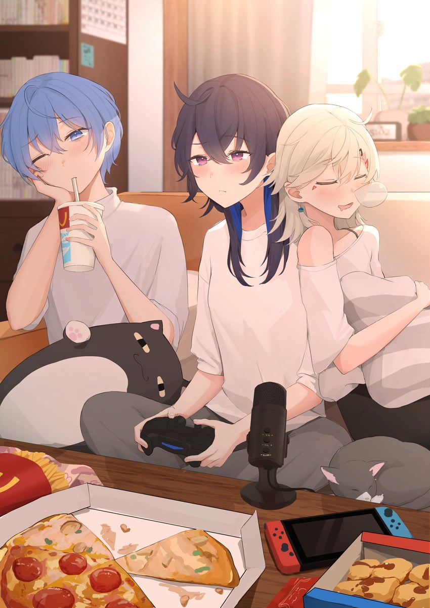 ichinose uruha, komori met, and shirayuki reid (vspo! and 2 more) drawn by gyudon_uma