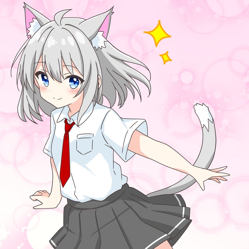 grey-haired cat girl (original) drawn by kotatsu-mazoku