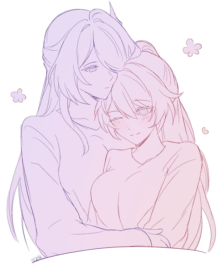 kiana kaslana and acheron (honkai and 2 more) drawn by samlatte