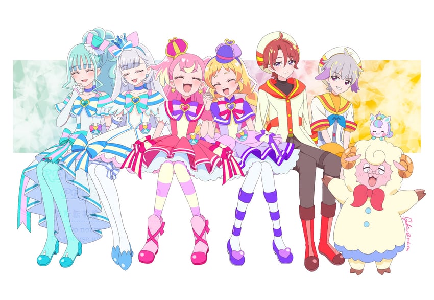 nekoyashiki yuki, inukai komugi, nekoyashiki mayu, inukai iroha, cure wonderful, and 7 more (precure and 1 more) drawn by yuki9hi
