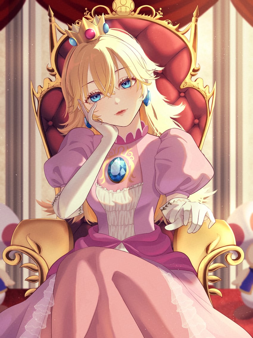 princess peach, toad, and red toad (mario) drawn by nagi-negitoro