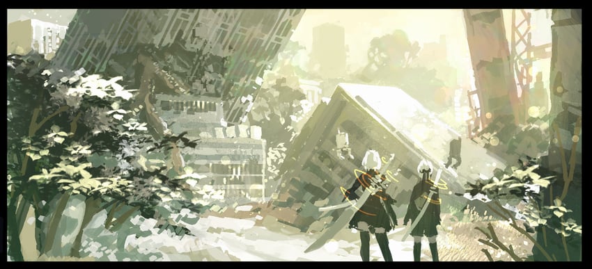 2b, 9s, and pod (nier and 1 more) drawn by kaburagi_yasutaka
