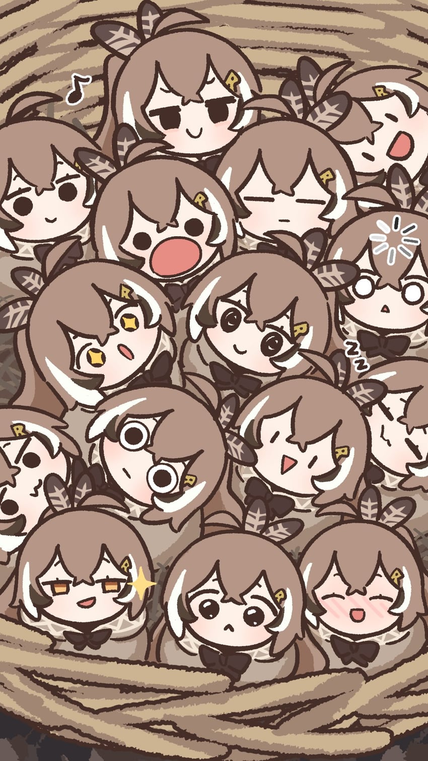nanashi mumei and smol mumei (hololive and 1 more) drawn by bloodymoonia