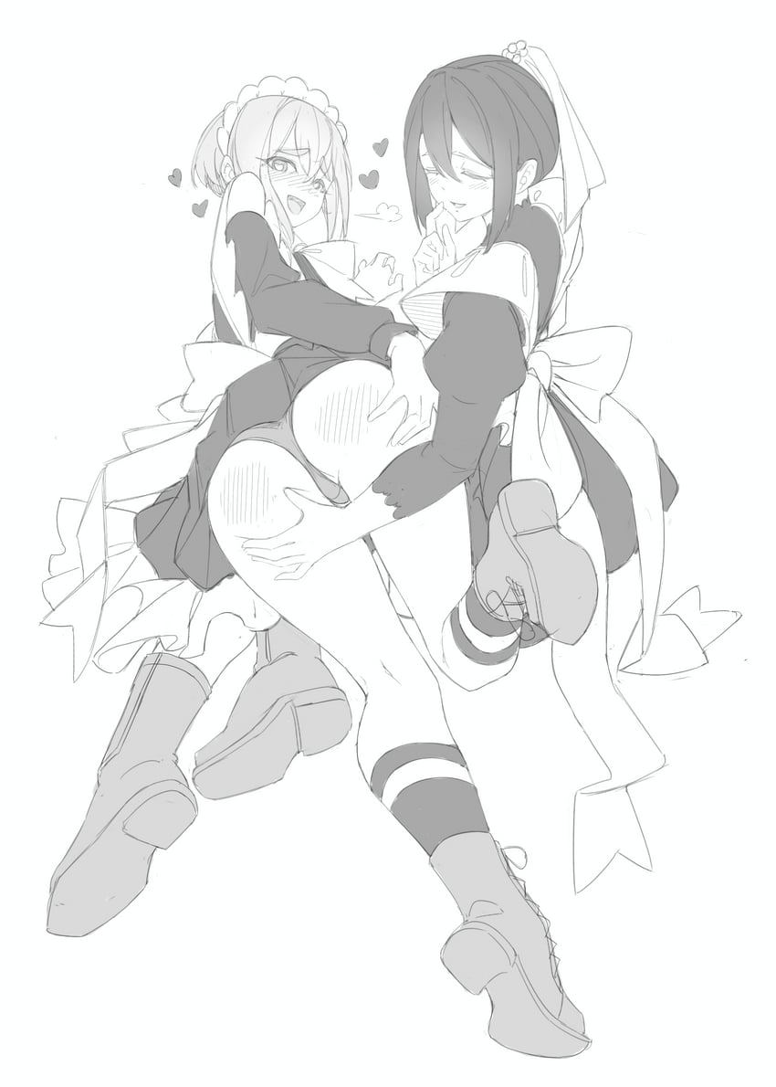 sutou iku and meido mei (kimi no koto ga dai dai dai dai daisuki na 100-nin no kanojo) drawn by hornfelstone