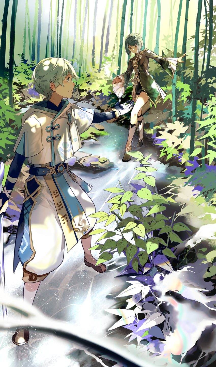 xingqiu and chongyun (genshin impact) drawn by ming_qi_bibi