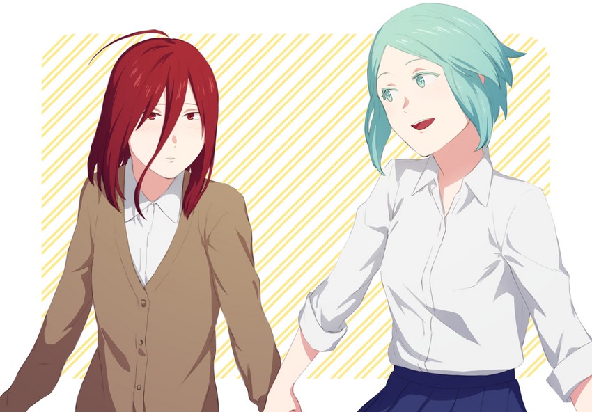 phosphophyllite and cinnabar (houseki no kuni) drawn by tea_oden