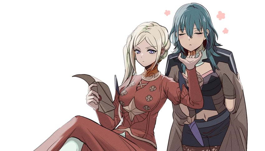 female byleth and edelgard von hresvelg (fire emblem and 1 more) drawn by nieto_tokage