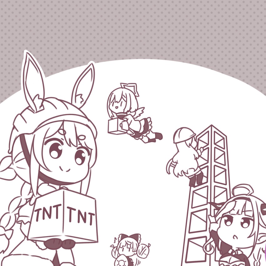 usada pekora, amane kanata, kiryu coco, kureiji ollie, and moona hoshinova (hololive and 2 more) drawn by rutorifuki