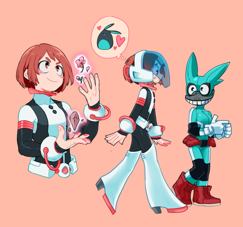 midoriya izuku and uraraka ochaco (boku no hero academia) drawn by silver_(silverstar)