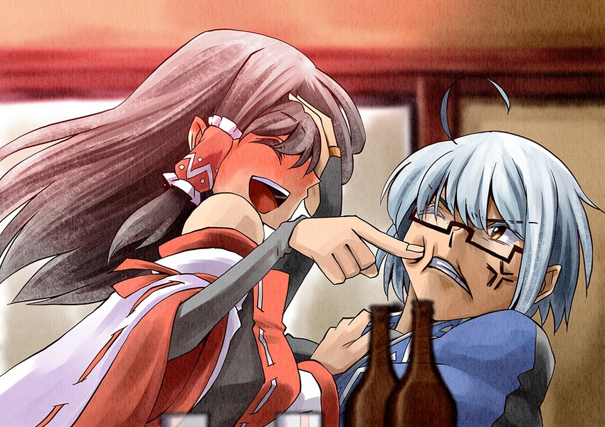 morichika rinnosuke and sendai hakurei no miko (original and 2 more) drawn by meteoride