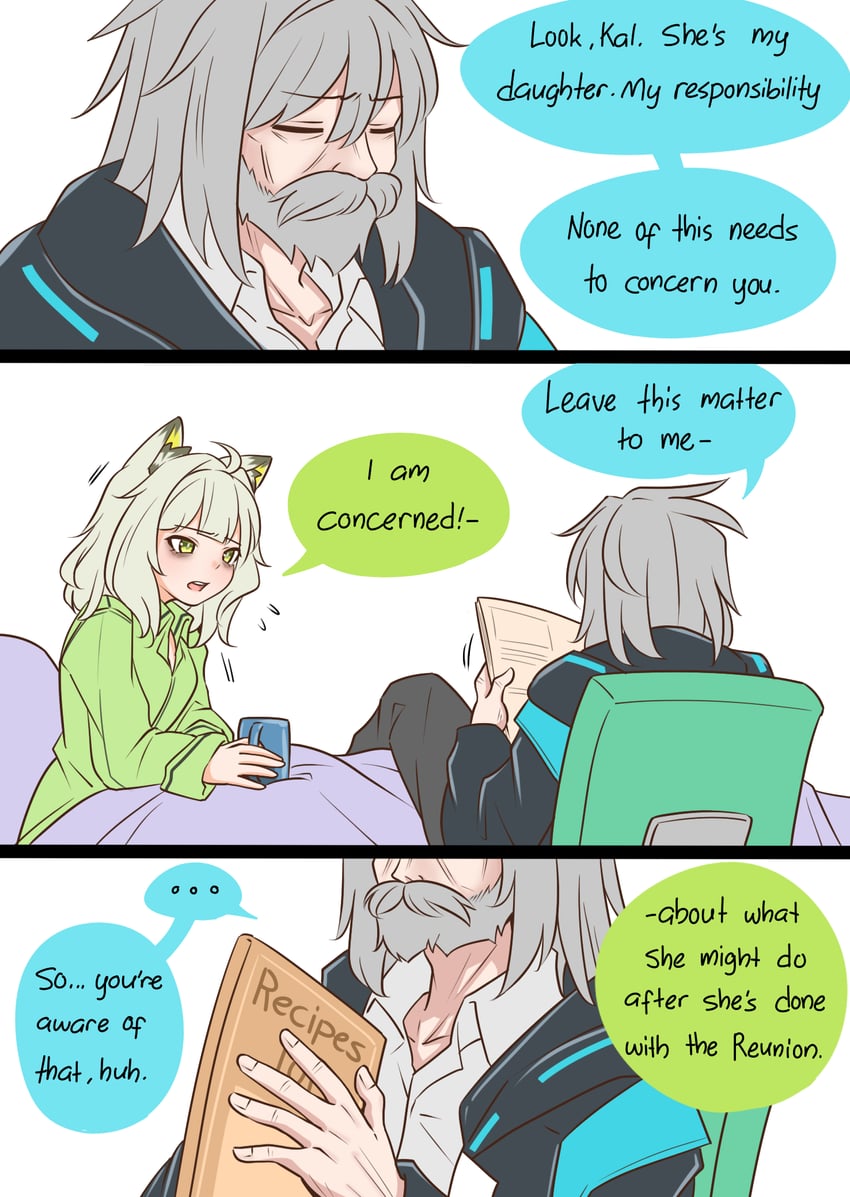 doctor, kal'tsit, male doctor, and old man (arknights) drawn by guin_guin