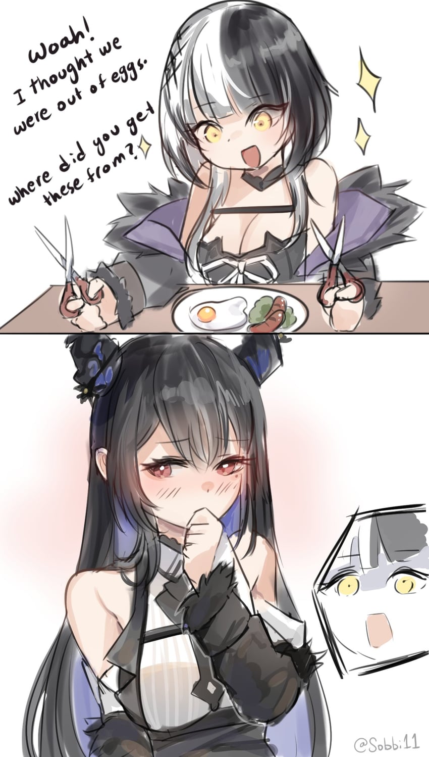 shiori novella and nerissa ravencroft (hololive and 1 more) drawn by sobbi11