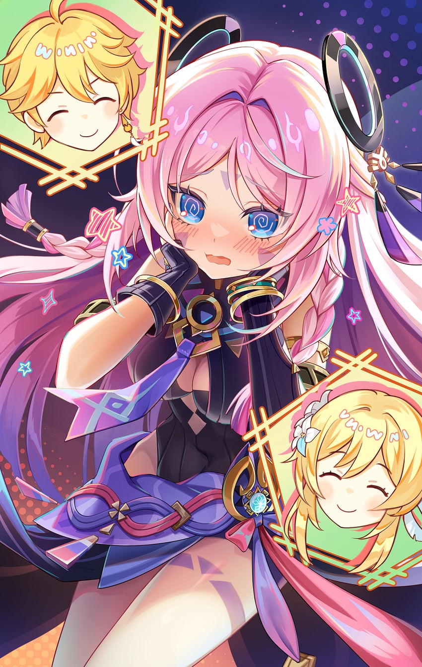 lumine, aether, and citlali (genshin impact) drawn by karen_(navy_42)