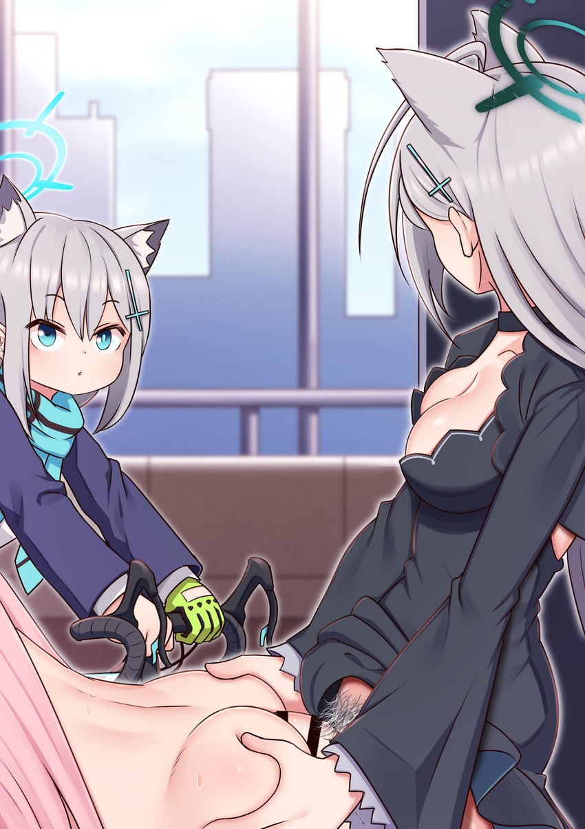 shiroko, hoshino, and shiroko terror (blue archive) drawn by lemon_snail