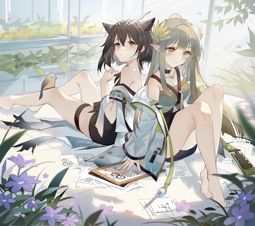 muelsyse, silence, and silence the paradigmatic (arknights) drawn by samele_otaku